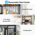 43-Inch Kitchen Bakers Rack with Microwave Stand - 5-Tier Utility Storage Shelf and 10 Hooks for Kitchen and Living Room