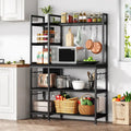 43-Inch Kitchen Bakers Rack with Microwave Stand - 5-Tier Utility Storage Shelf and 10 Hooks for Kitchen and Living Room