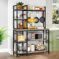 43-Inch Kitchen Bakers Rack with Microwave Stand - 5-Tier Utility Storage Shelf and 10 Hooks for Kitchen and Living Room