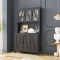 Spacious Kitchen Pantry Storage Cabinet Featuring Glass Doors