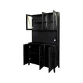 Spacious Kitchen Pantry Storage Cabinet Featuring Glass Doors