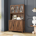 Spacious Kitchen Pantry Storage Cabinet Featuring Glass Doors