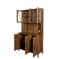 Spacious Kitchen Pantry Storage Cabinet Featuring Glass Doors