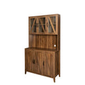 Spacious Kitchen Pantry Storage Cabinet Featuring Glass Doors