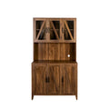 Spacious Kitchen Pantry Storage Cabinet Featuring Glass Doors