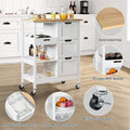 Kleio Solid Wood Kitchen Island Storage Cart with 3 Drawers - Rolling Serving Trolley
