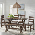 Simple Living Mandeville 6-Piece Solid Wood Dining Set Featuring Bench