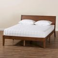 Salvatore Mid-Century Modern Walnut Brown Wood Platform Bed