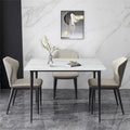 Contemporary Slate Kitchen Dining Table with Sintered Stone Surface and Metal Legs (Table Only) - 31.5 x 31.5 x 30 inches