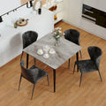 Contemporary Slate Kitchen Dining Table with Sintered Stone Surface and Metal Legs (Table Only) - 31.5 x 31.5 x 30 inches