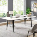 70.86-Inch White Boat-Shaped Office Desk with Sturdy Metal Legs