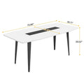 70.86-Inch White Boat-Shaped Office Desk with Sturdy Metal Legs