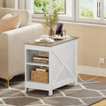 Moasis Charging End Table with Storage - Side Table Featuring 2 Power Outlets & 2 USB Ports for Living Room