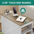 Moasis Charging End Table with Storage - Side Table Featuring 2 Power Outlets & 2 USB Ports for Living Room