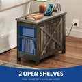 Moasis Charging End Table with Storage - Side Table Featuring 2 Power Outlets & 2 USB Ports for Living Room