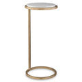 Copper Grove Vintage Gold Iron and White Marble Accent Table