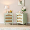 20-Inch Green Wooden Nightstand with 3 Drawers - Bedside Storage Cabinet for Bedroom