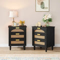 20-Inch Green Wooden Nightstand with 3 Drawers - Bedside Storage Cabinet for Bedroom