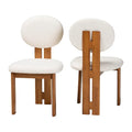 Kacela Contemporary Japandi Boucle Upholstered Wood Dining Chair Set - 2 Pieces