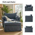 Sophie Contemporary Oversized Slipcovered Armchair and Ottoman with Lockable Rear Wheels
