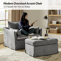 Sophie Contemporary Oversized Slipcovered Armchair and Ottoman with Lockable Rear Wheels
