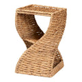 Pelleas Contemporary Bohemian Natural Brown Seagrass and Wood Side Table