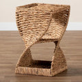 Pelleas Contemporary Bohemian Natural Brown Seagrass and Wood Side Table
