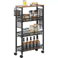 Kleio 4-Tier Wooden Kitchen Cart with Wheels and Baskets - Mobile Utility Storage