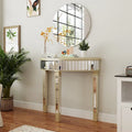 Silver Mirrored Half Moon Console Sofa Table - 35.4 x 31.6 Inches