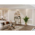 Silver Mirrored Half Moon Console Sofa Table - 35.4 x 31.6 Inches