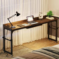 Mobile Height Adjustable Overbed Table with Wheels, Featuring Outlets and USB Ports for Laptops