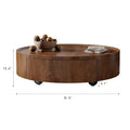Compact Mid-Century Modern Round Walnut Coffee Table for Small Spaces and Apartments
