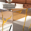 Rectangular Mirrored Coffee Table with Golden Crackle Finish