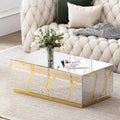 Rectangular Mirrored Coffee Table with Golden Crackle Finish