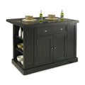 Nantucket Black Wood Kitchen Island with Granite Inlay