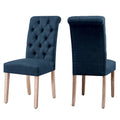CHUN YI Modern Linen Parsons Dining Chairs - Set of 2 with Button Detail