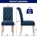 CHUN YI Modern Linen Parsons Dining Chairs - Set of 2 with Button Detail