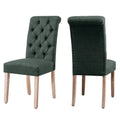 CHUN YI Modern Linen Parsons Dining Chairs - Set of 2 with Button Detail
