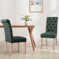 CHUN YI Modern Linen Parsons Dining Chairs - Set of 2 with Button Detail