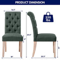 CHUN YI Modern Linen Parsons Dining Chairs - Set of 2 with Button Detail