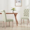 CHUN YI Modern Linen Parsons Dining Chairs - Set of 2 with Button Detail