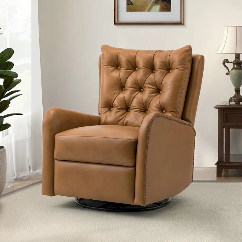 Jordano Mid-Century Leather Recliner with Metal Base by HULALA HOME