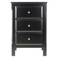 Elegant Black Wooden Nightstand with 3 Generous Storage Drawers - Dimensions: 15.75L x 15.75W x 23.63H