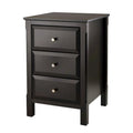 Elegant Black Wooden Nightstand with 3 Generous Storage Drawers - Dimensions: 15.75L x 15.75W x 23.63H