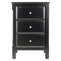 Elegant Black Wooden Nightstand with 3 Generous Storage Drawers - Dimensions: 15.75L x 15.75W x 23.63H