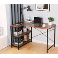 JJS L-Shaped Corner Desk for Home Office with Integrated Bookcase