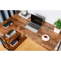 JJS L-Shaped Corner Desk for Home Office with Integrated Bookcase