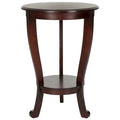 Round Pedestal Side Table with Curved Legs and Lower Shelf