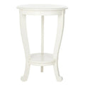 Round Pedestal Side Table with Curved Legs and Lower Shelf