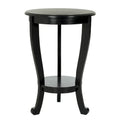 Round Pedestal Side Table with Curved Legs and Lower Shelf